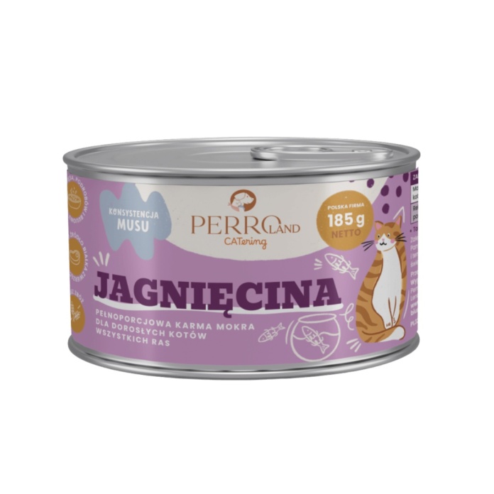 WOW Cat Kawałki wołowiny w sosie 85g PERROLand CATering Jagnięcina 185 g – monobiałkowa mokra karma dla kota w puszce